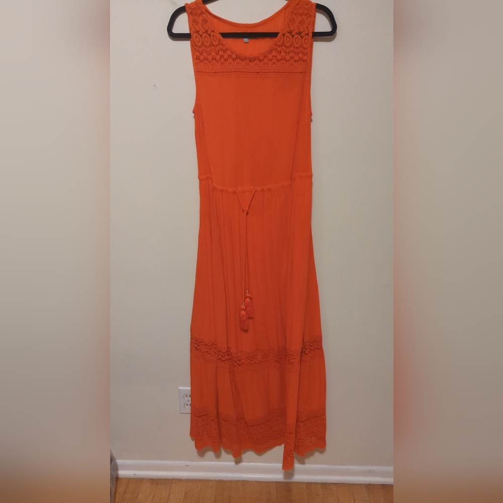 World Market Vibrant Orange Maxi Dress Size S/m